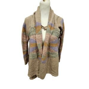 Lauren ralph lauren open cardigan drapey beige pink tribal small medium knit*